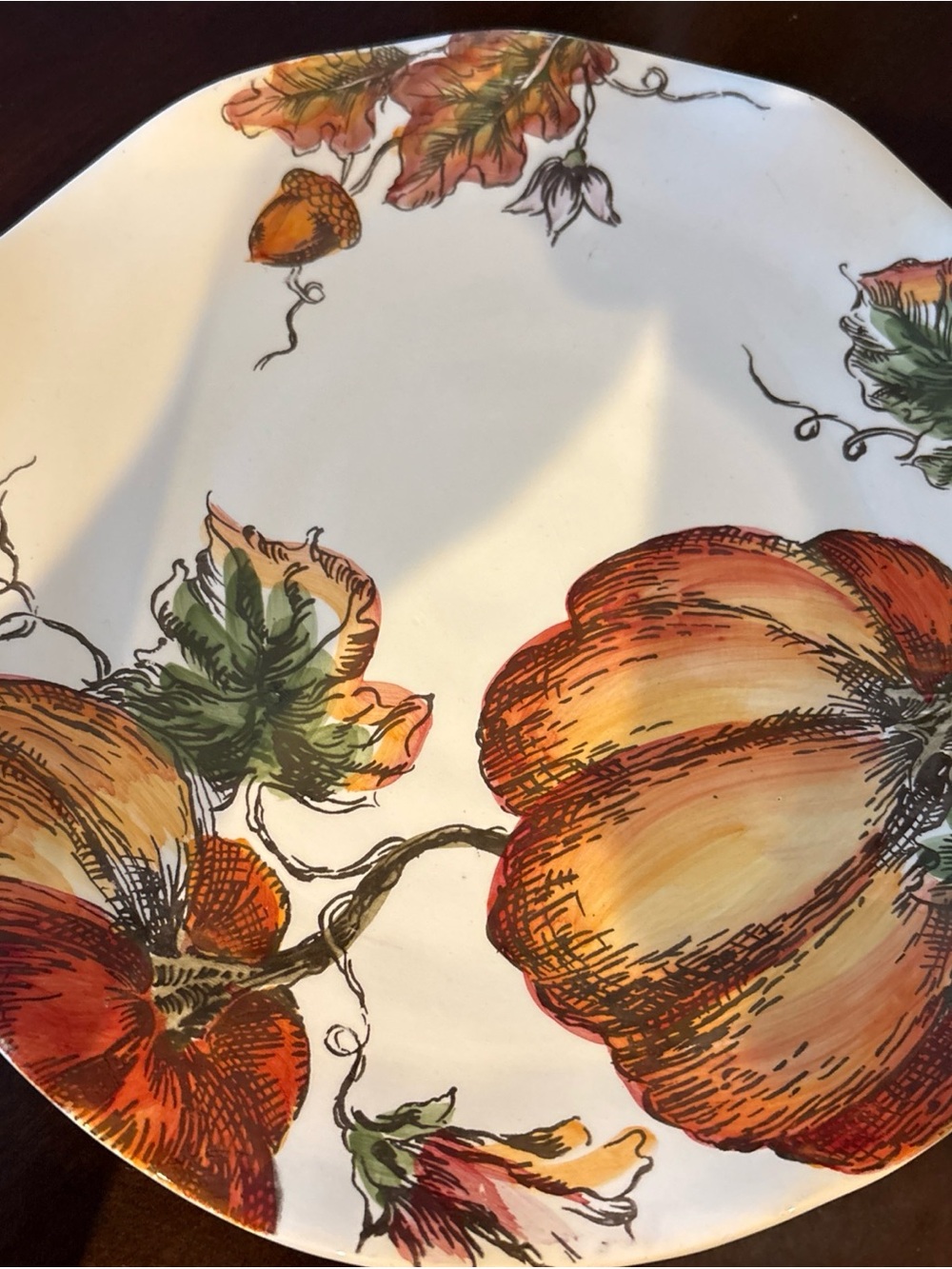 Maxcera PUMPKIN SKETCH 10.75" Scalloped Edge Dinner Plate NOS